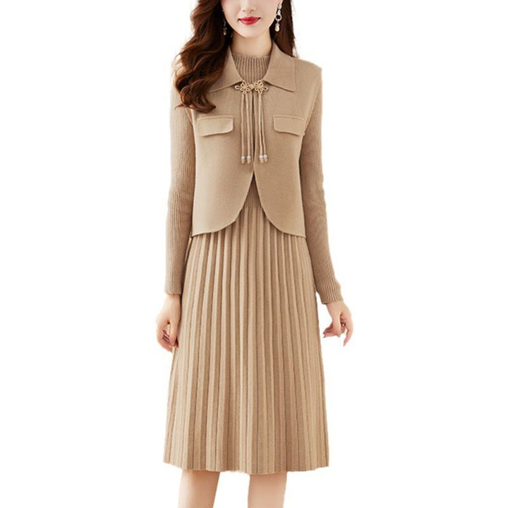 Ladies' knitted dress with combined blazer design and fine ribbed structure Lune London
