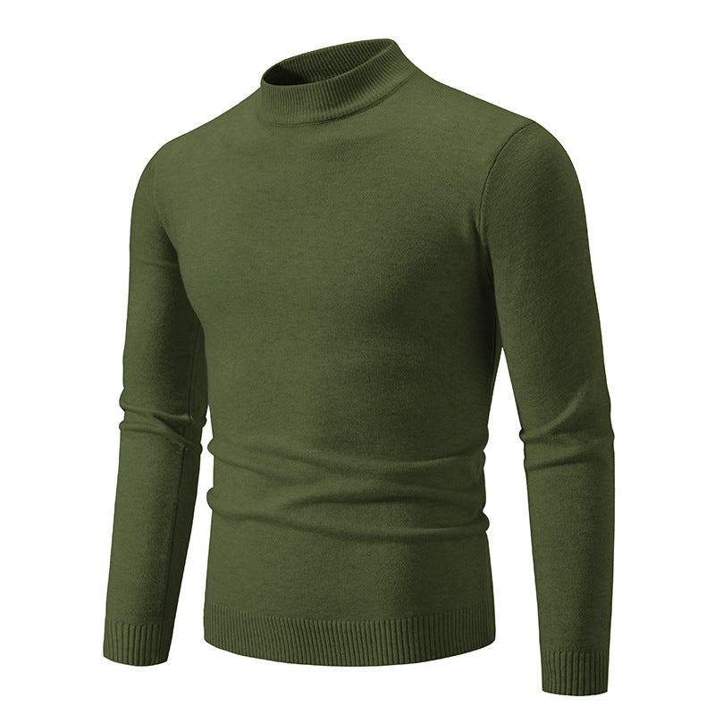 Men's Fine Knit Pullover with High Collar and Elastic Cuffs Lune London