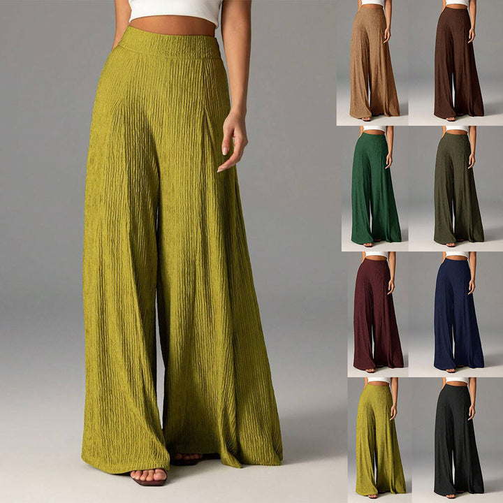 Wide pleated pants for women with high waist and elastic waistband Lune London