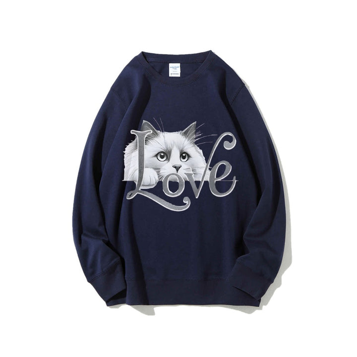 Sweat-shirt pour femmes avec un design de chat ludique et une coupe décontractée Chic & Stil