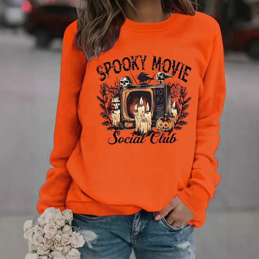 Sweat-shirt pour femmes avec motif de film d'horreur et coupe décontractée Chic & Stil
