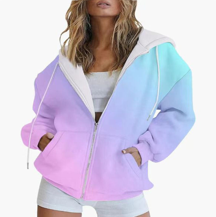 Ladies oversized hoodie with color gradient and practical pockets Lune London