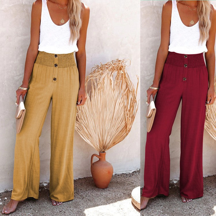 Wide leg palazzo pants for women with elastic waistband Lune London