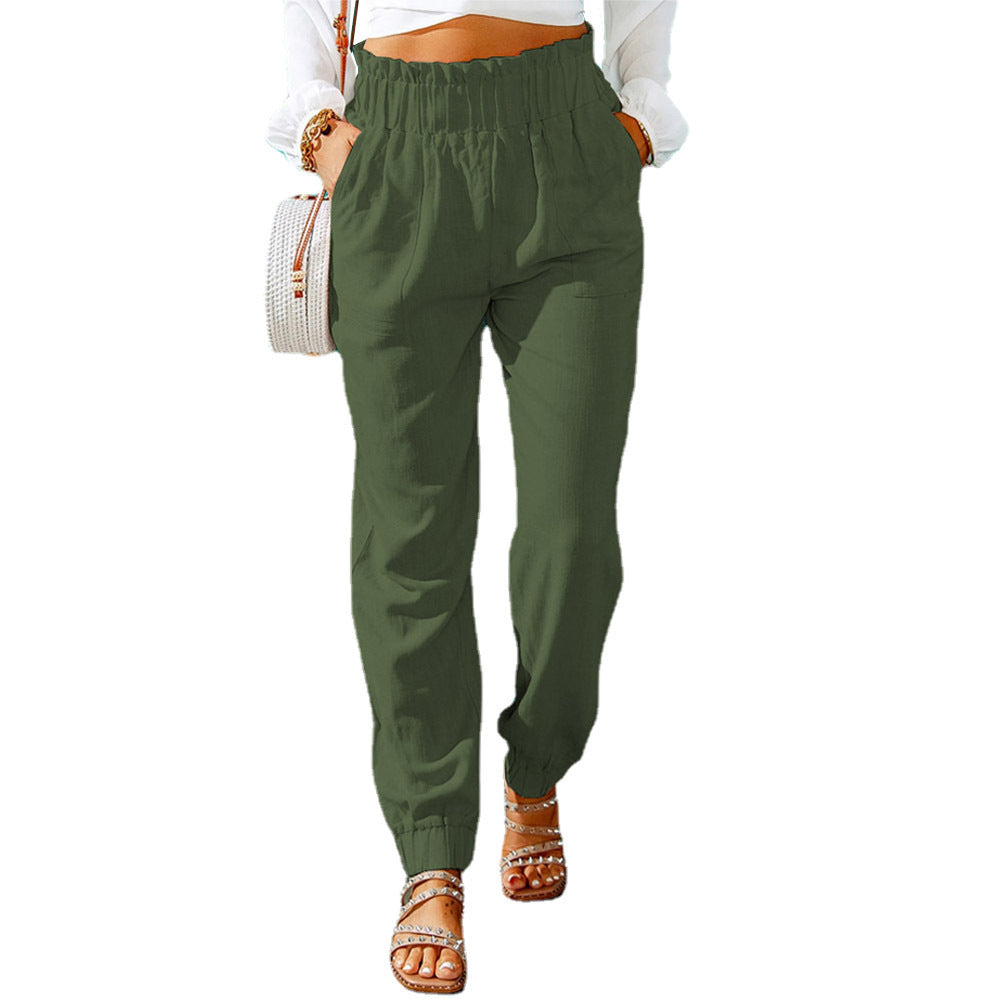 Casual women's pants with elastic waist and practical pockets Lune London
