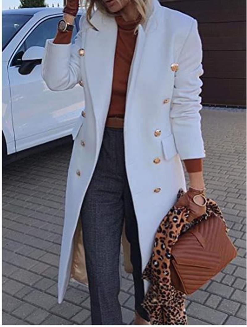 Ladies Elegant Double-Breasted Coat with Gold Buttons and Tailored Fit Lune London