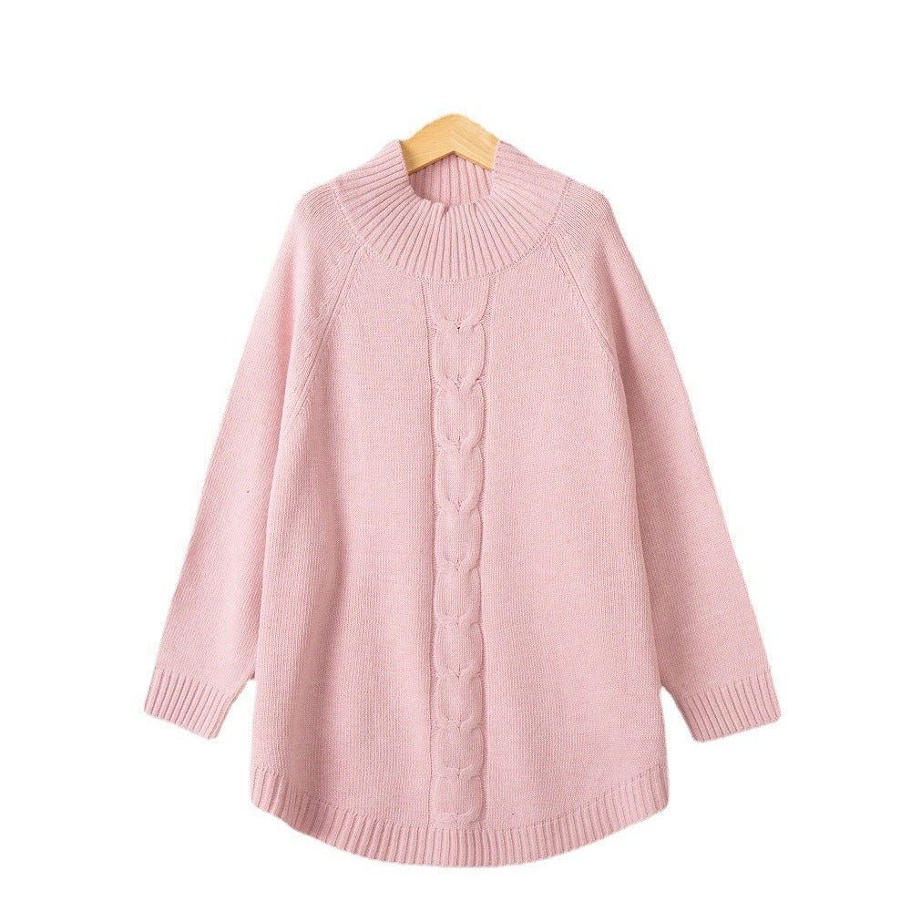 Woman chunky knit sweater with collection design and high collar Lune London