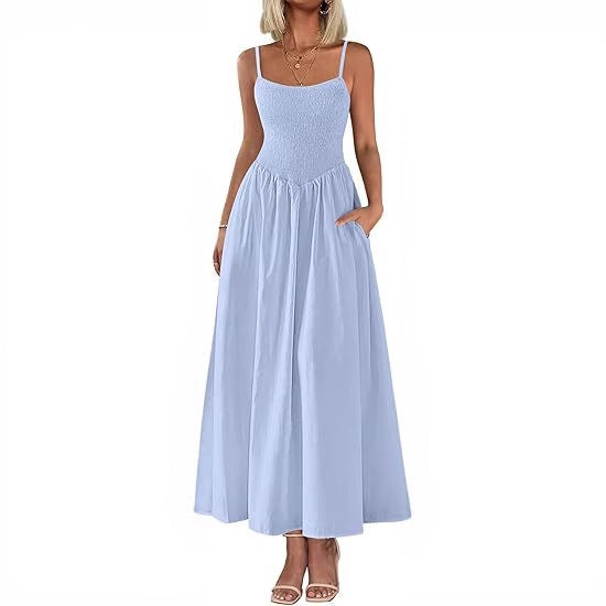 Maxi dress for women with elastic top and flowing skirt Lune London