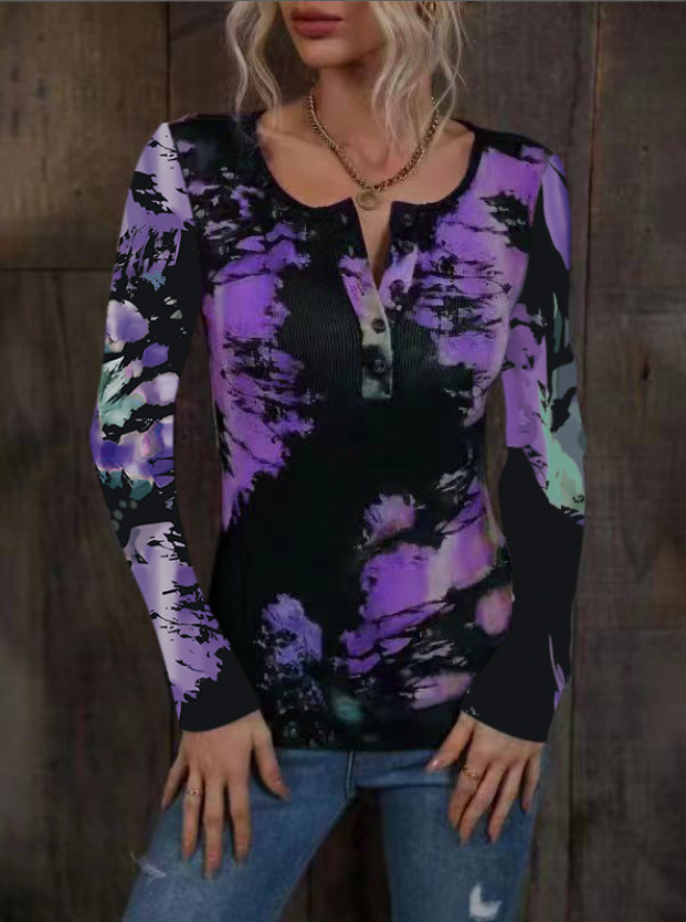 Long sleeve women’s T-shirt with trendy print and high-quality material texture Lune London