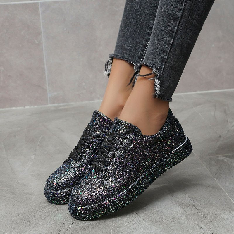 Ladies Casual Glitter Sneakers with Breathable Sole and Slip-Resistant Design Lune London