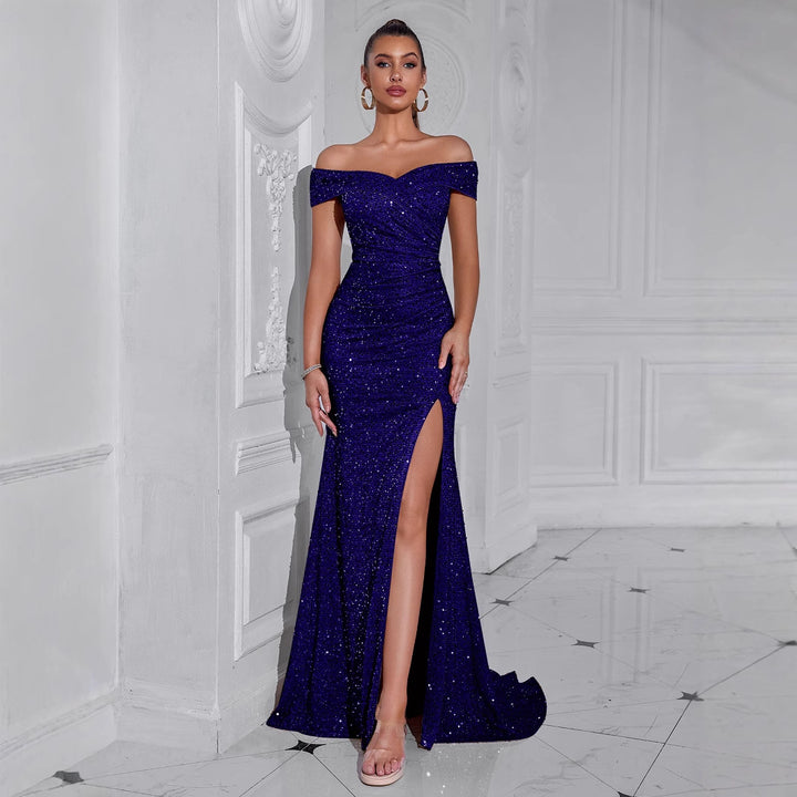 Robe de soirée élégante pour femme avec design décolleté et sequins scintillants Chic & Stil