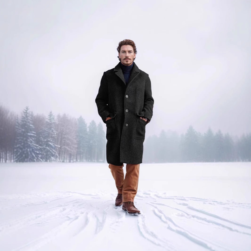 Elegant sheepskin coat for men with a textured premium material and a practical closure Lune London