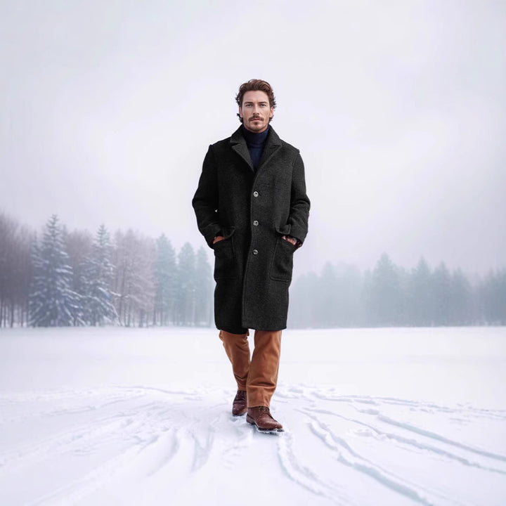 Elegant sheepskin coat for men with a textured premium material and a practical closure Lune London