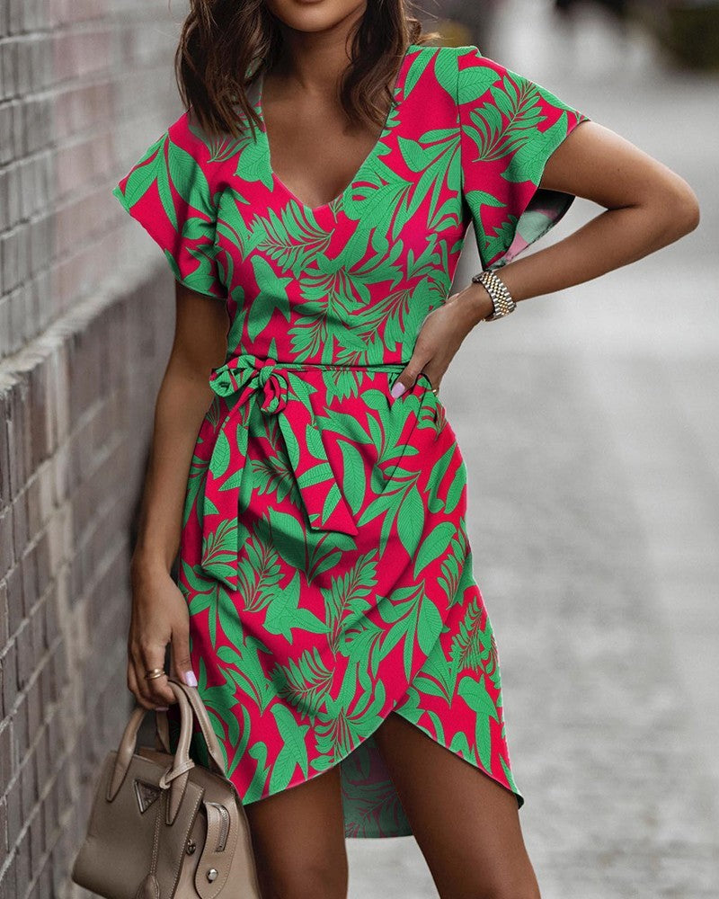 Robe portefeuille femme avec imprimé floral et nœud élégant Chic & Stil