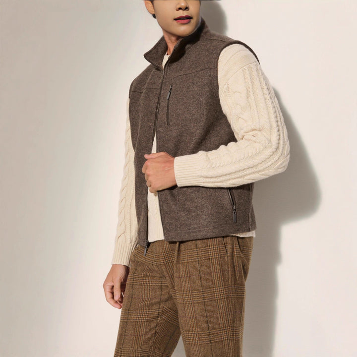 Men's Warm Vest Made Of High-Quality Virgin Wool with Button Closures Lune London
