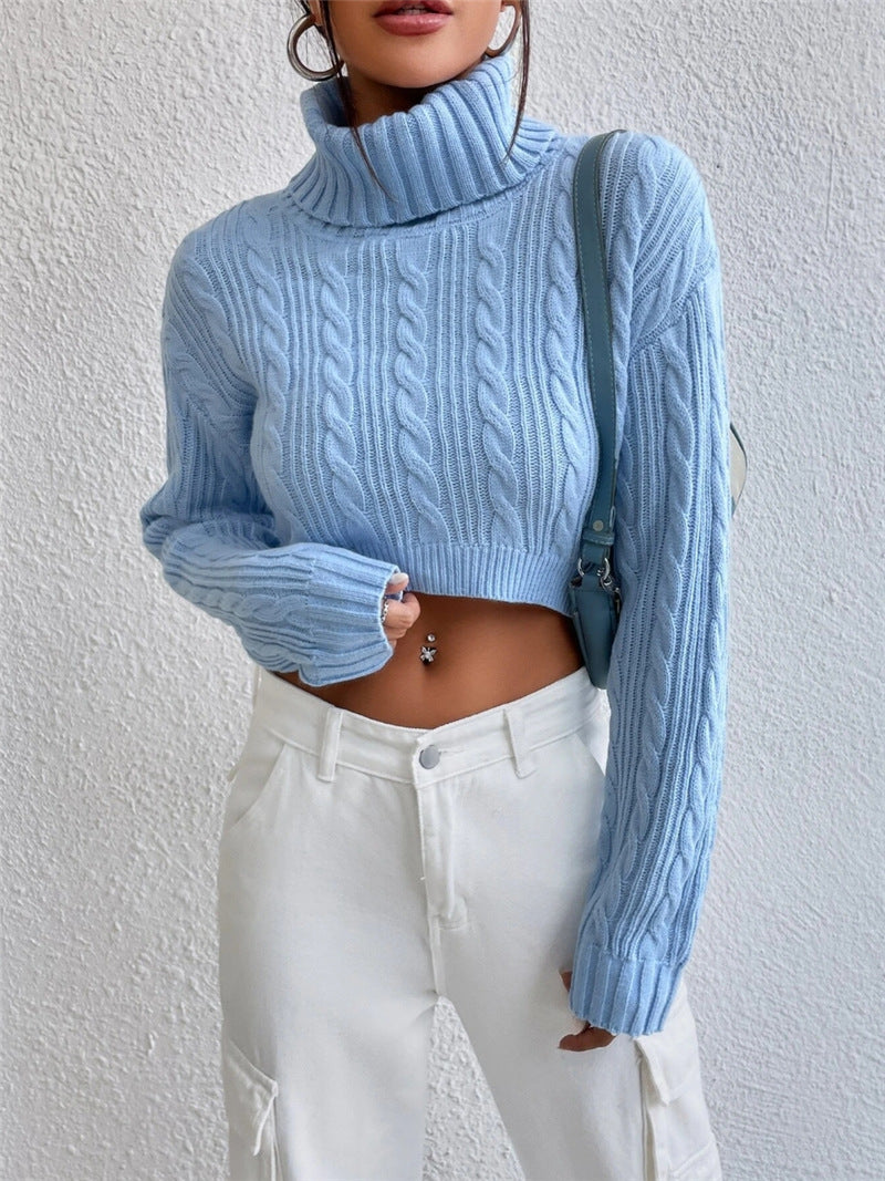 Chunky knit sweater for women with high collar Lune London