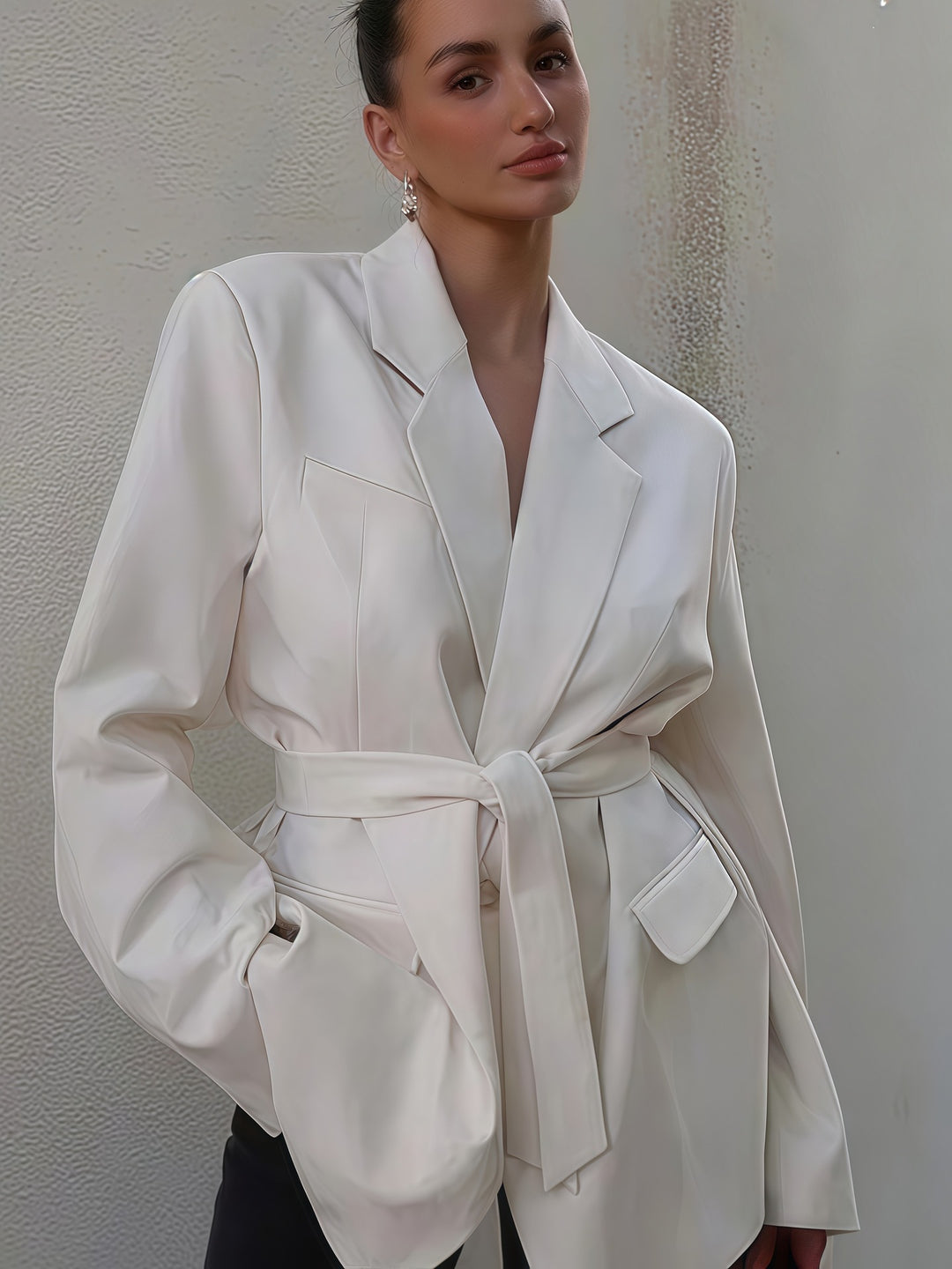 Women’s oversized fashion blazer with belt Lune London