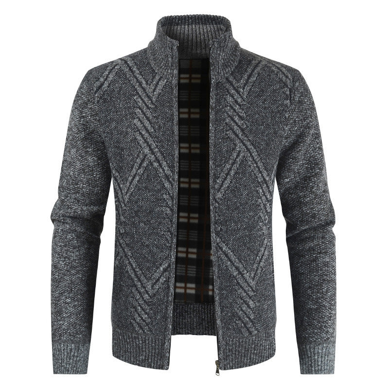 Knitted jacket for men with high collar and structured design Lune London