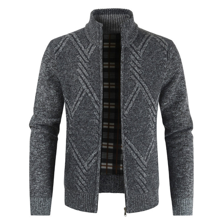Knitted jacket for men with high collar and structured design Lune London