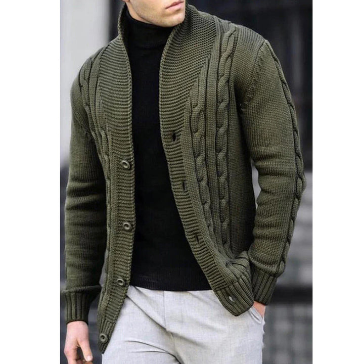 Cardigan for men with cable pattern and shawl collar Lune London