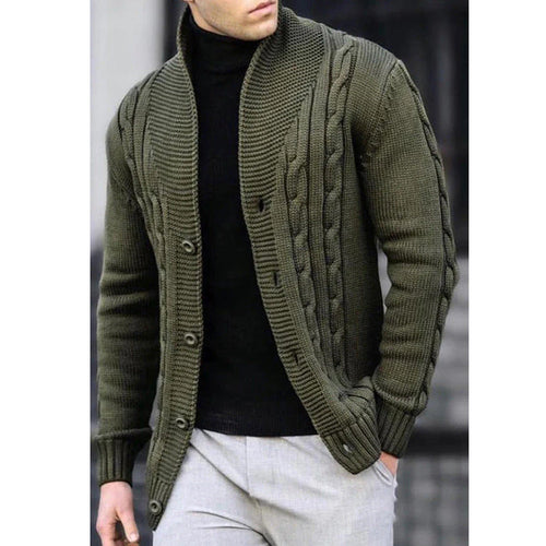 Lune London | Men's cardigan with robust cable pattern and durable button closure