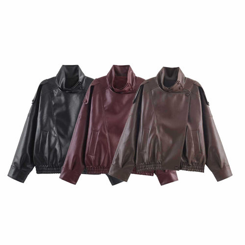 Casual synthetic leather jacket for women with stylish details Lune London
