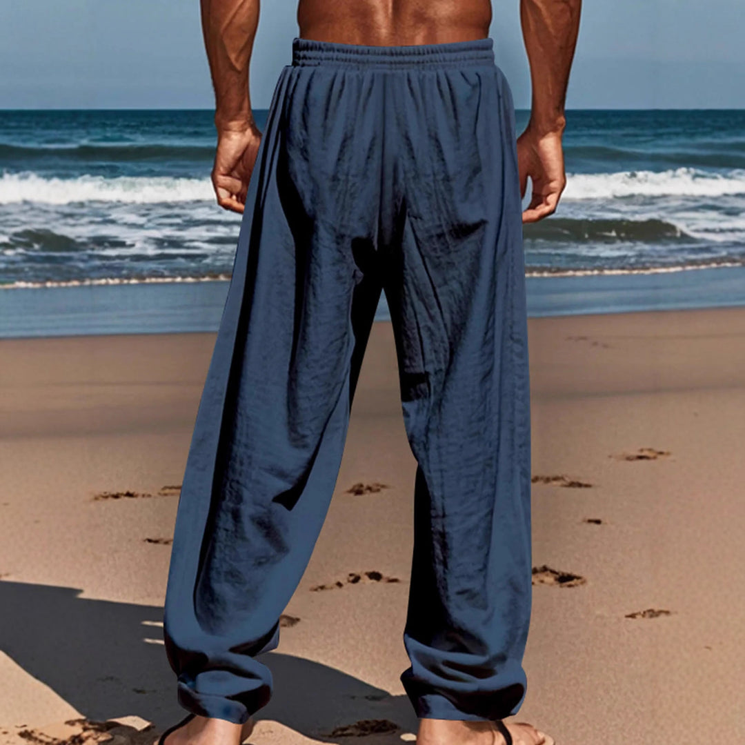 Casual linen pants for men with elastic waistband and side pockets Lune London