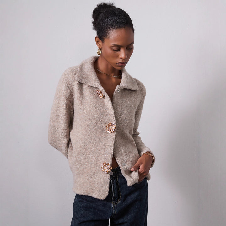 Elegant ladies cardigan with decorative button details Lune London