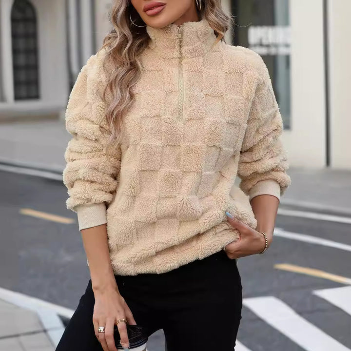 Ladies Oversized Fleece Pullover with zipper and Lune London structure