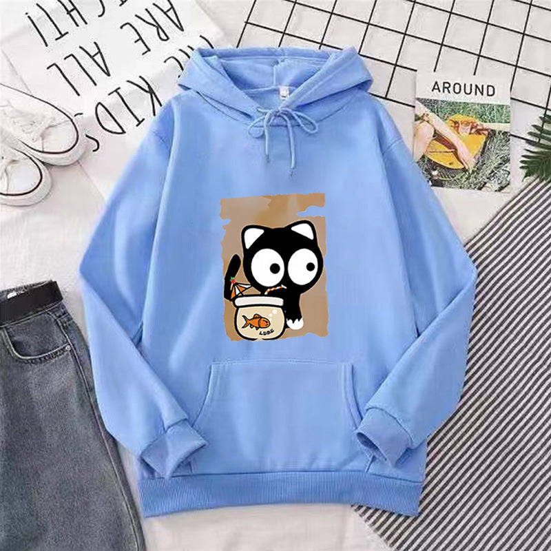 Women's hooded sweatshirt with cute cat design Chic & Stil