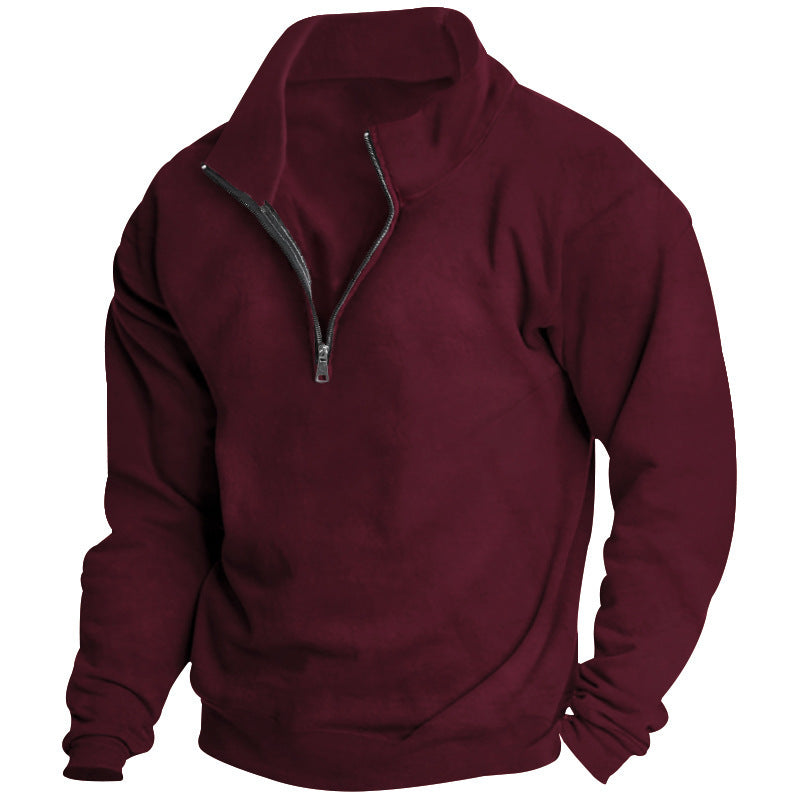 Men's high collar sweatshirt with half zip Lune London