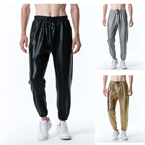 Futuristic mesh pants for men with a trendy metallic look Lune London