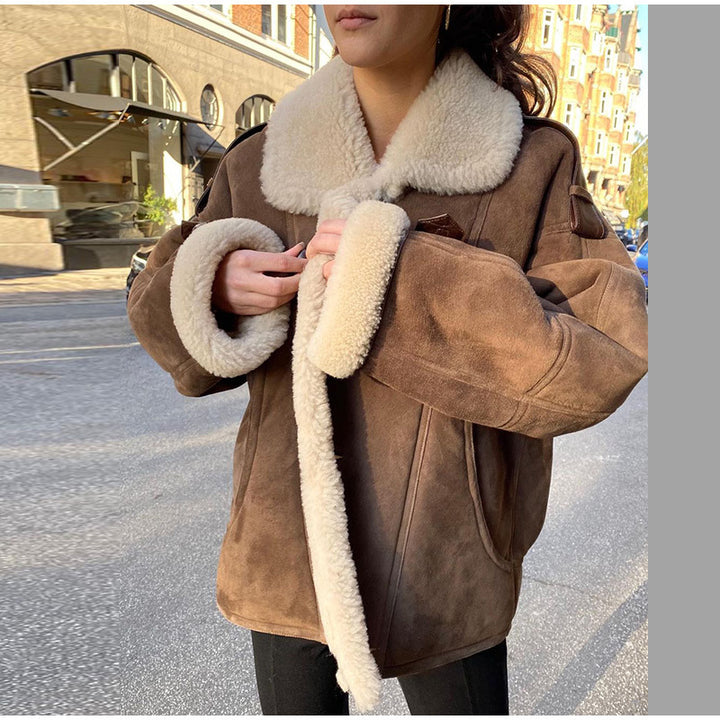 Oversized chic and stylish ladies' suede jacket