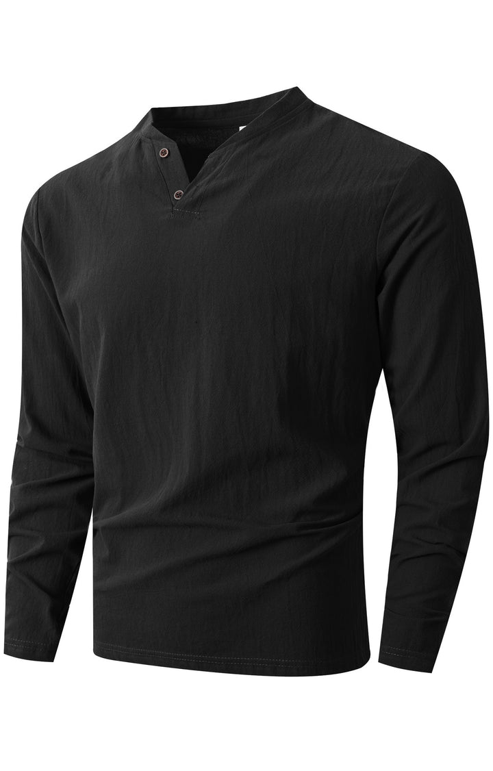 Men's long sleeve shirt with trendy Henley neckline Lune London