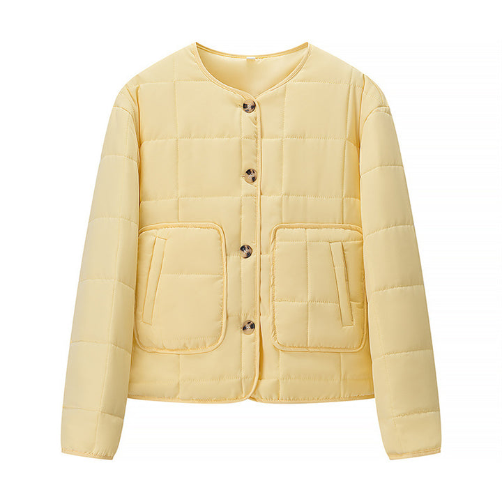 Quilted transitional jacket for women with button closure and functional pockets Lune London