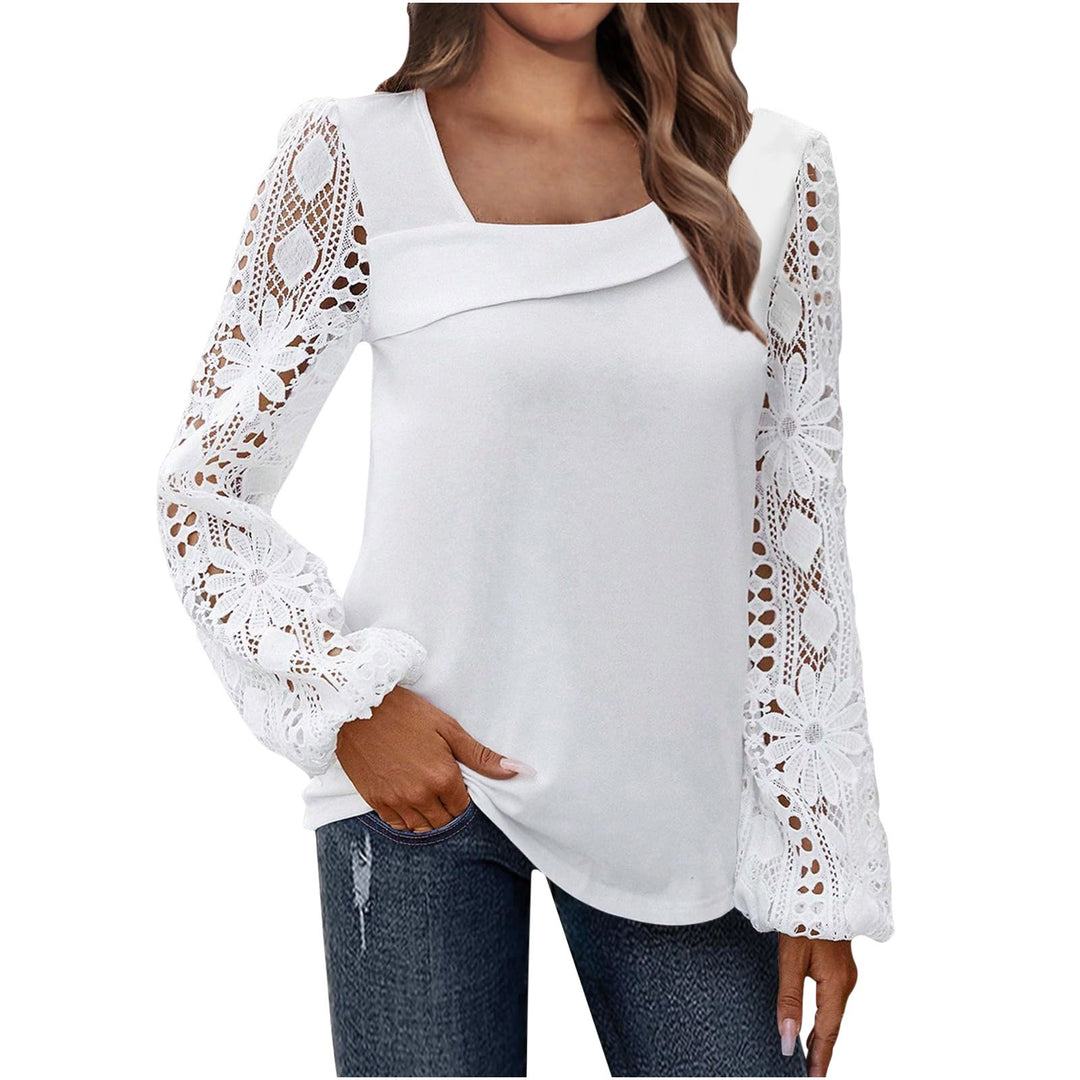 Women's blouse with floral lace sleeves and voluminous cut Lune London