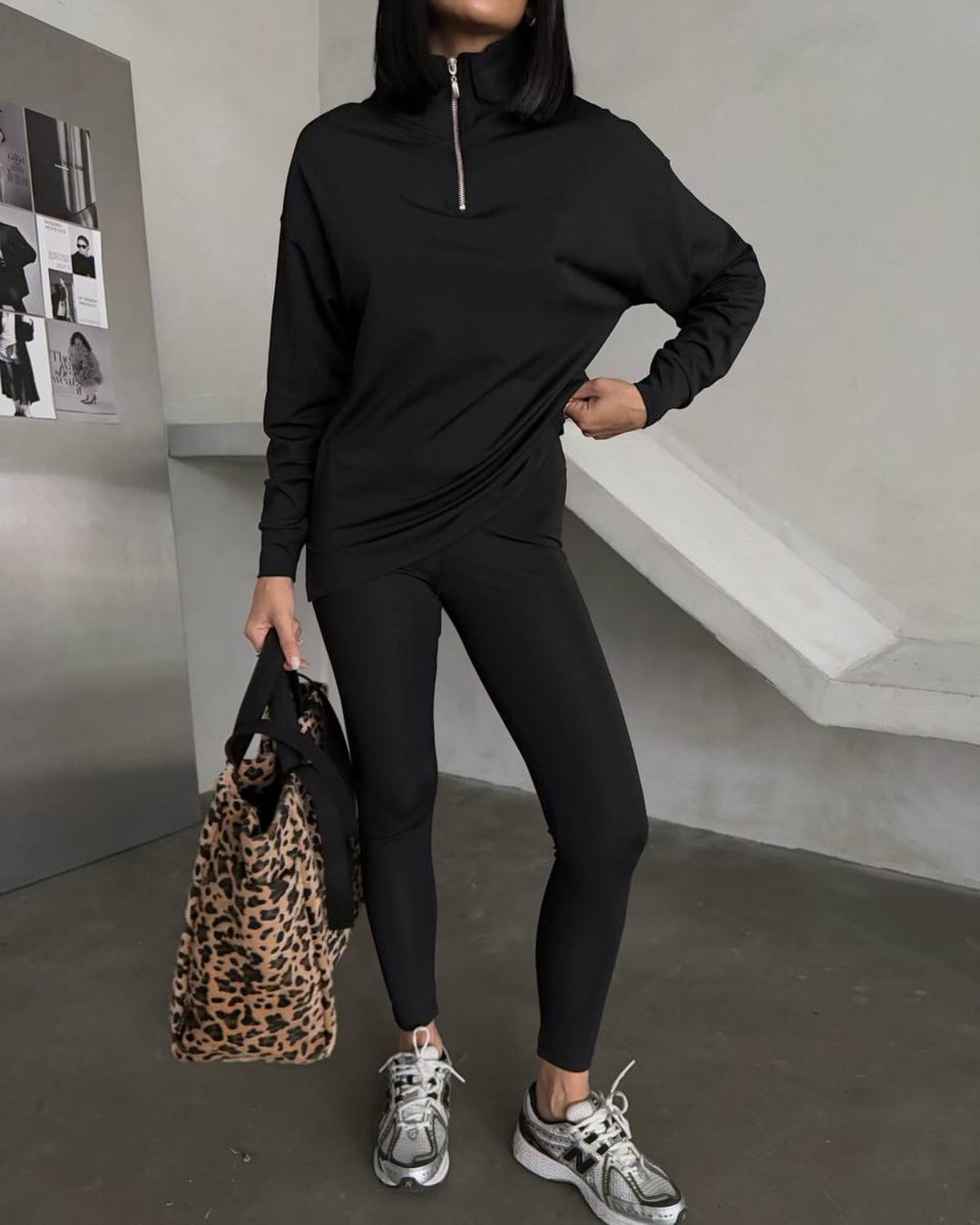 Ladies sporty hoodie with high collar Lune London