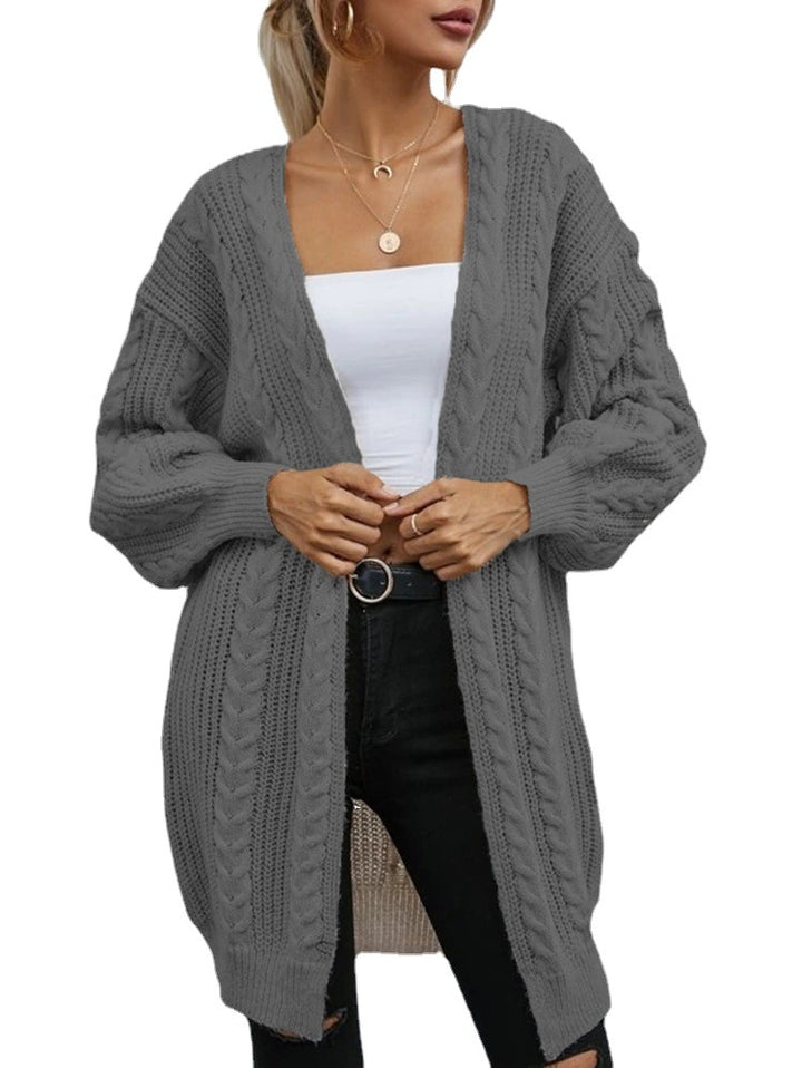 Thick knitted jacket for women with deep V-neckline and relaxed fit Lune London