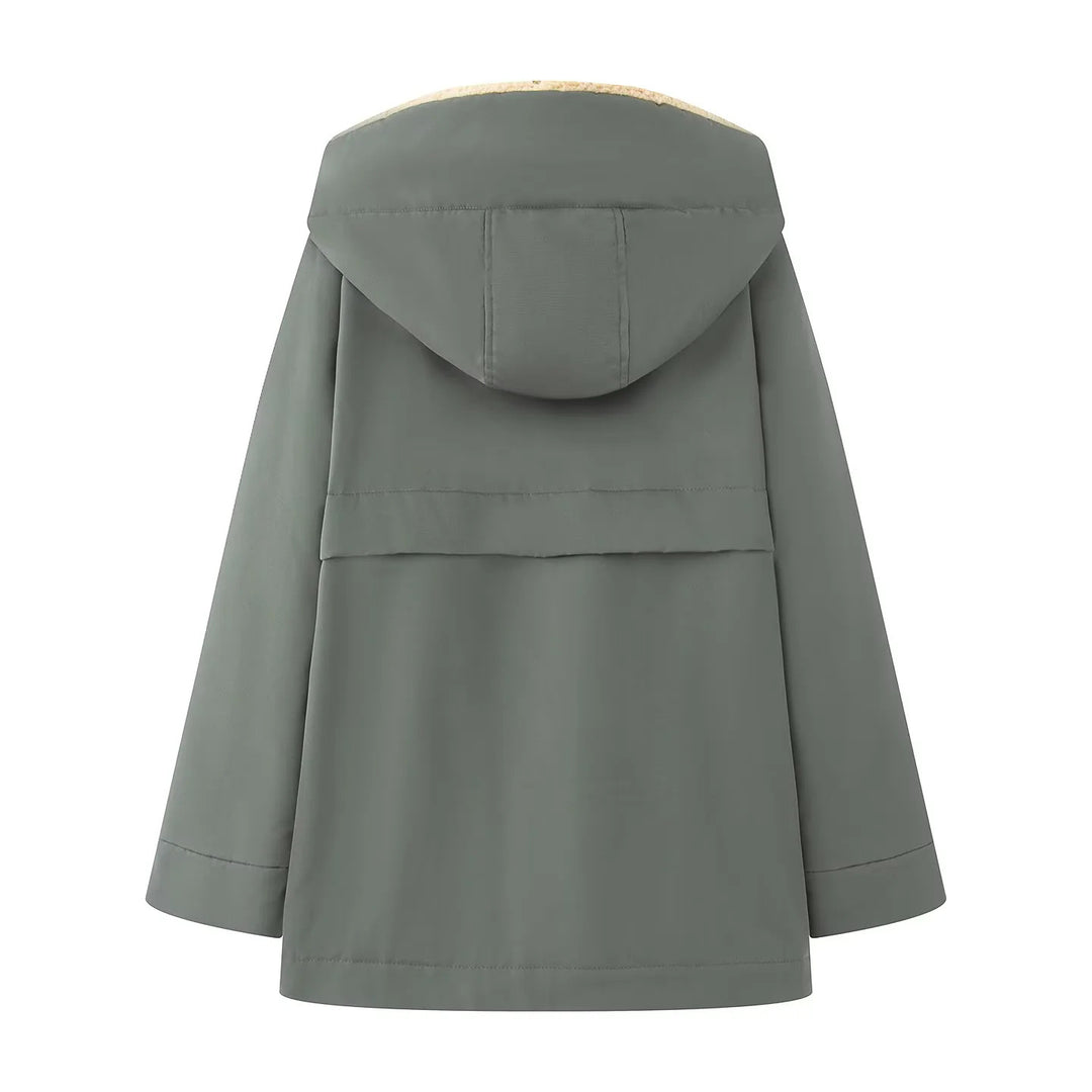 Padded transition jacket for women with soft inner lining and practical hood design Lune London