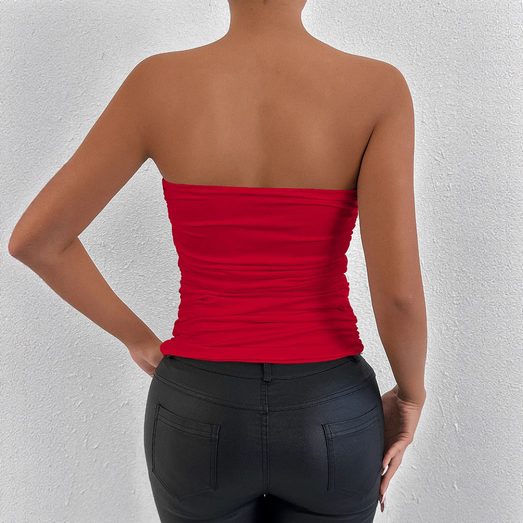 Women figure-enhancing bandeau top with sophisticated gathering elements Lune London
