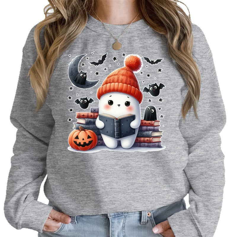 Sweat-shirt pour femmes avec motif d'Halloween mignon et design de livre Chic & Stil