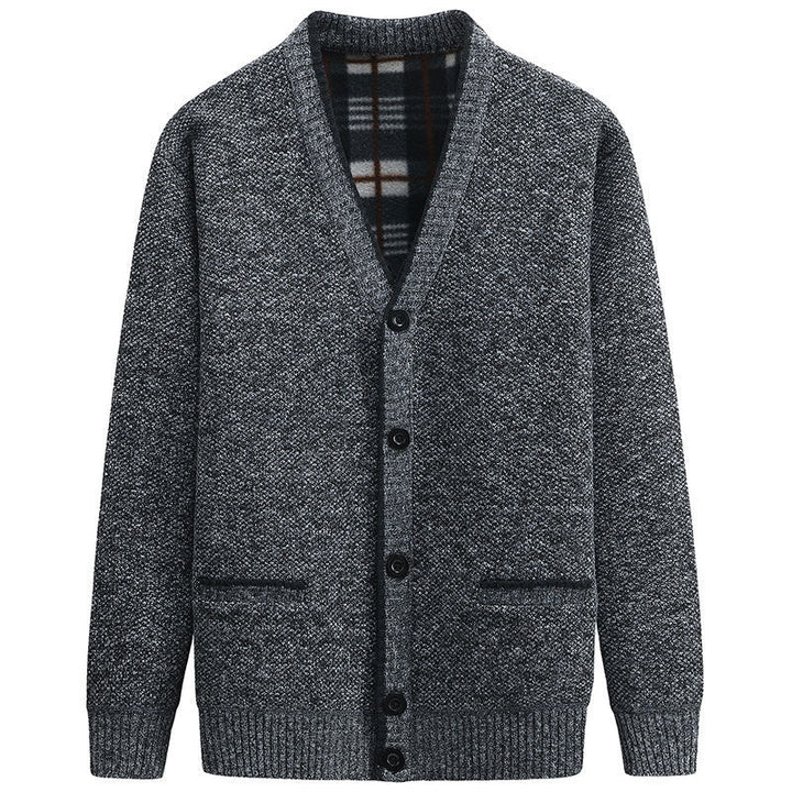 Men's elegant cardigan with V-neck and affectionate details Lune London