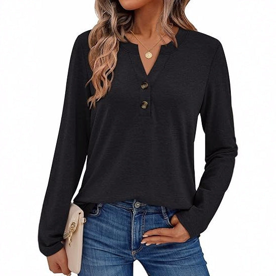 Long sleeve women's t-shirt with button details Lune London