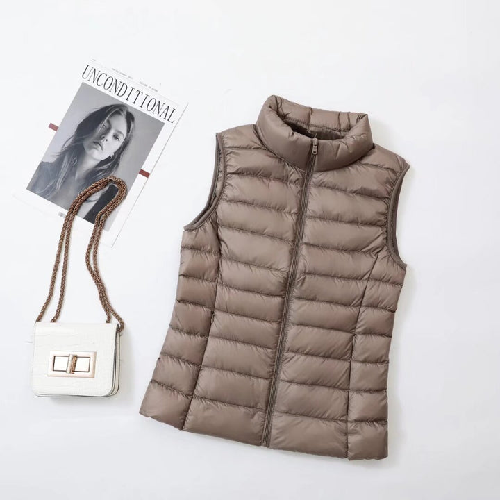 Women's down vest with high collar and modern oversized fit Lune London