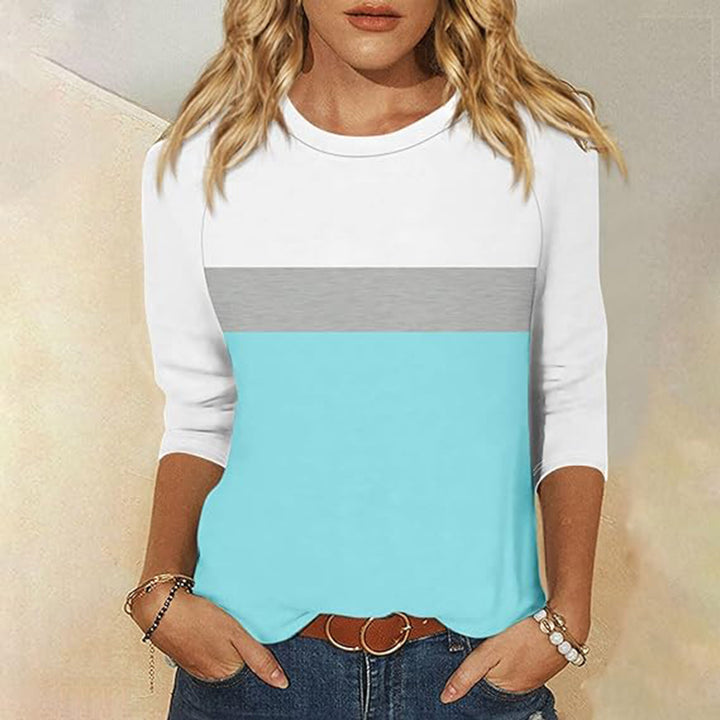 Lune London women's casual T-shirt with trendy color block design