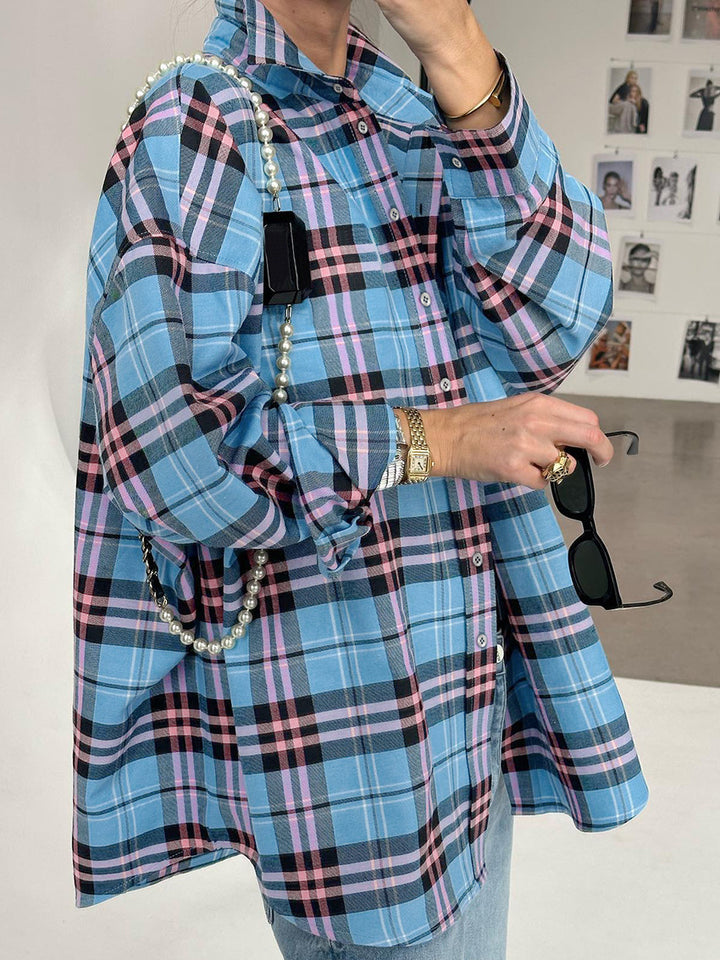 Oversized plaid shirt ladies Chic und Style