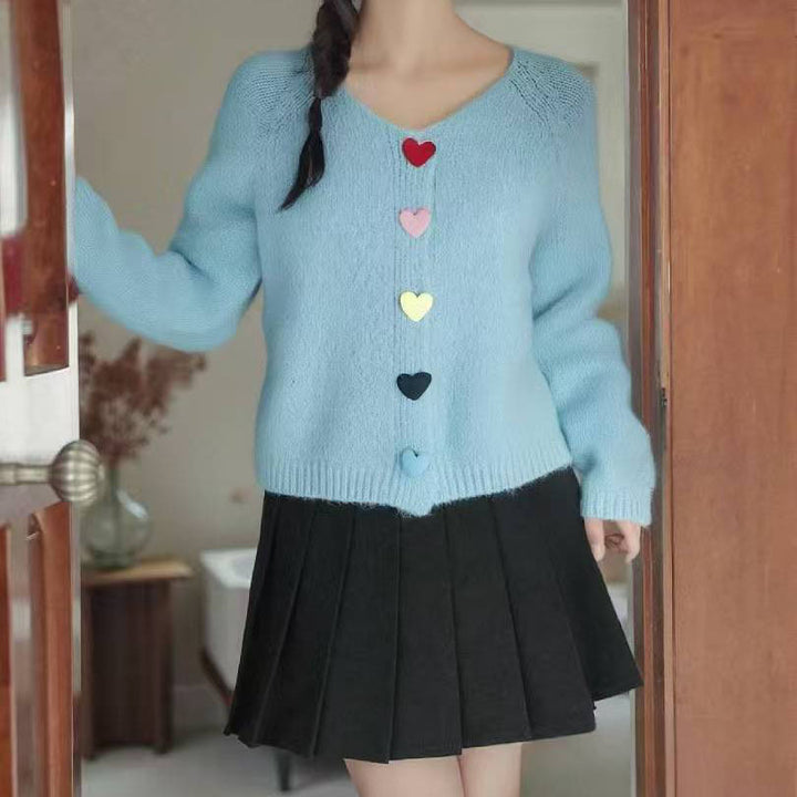 Knit jacket for women with heart-shaped button details Lune London