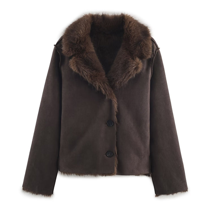 Veste en simili cuir à la mode pour femmes avec doublure en teddy luxueux Chic & Stil