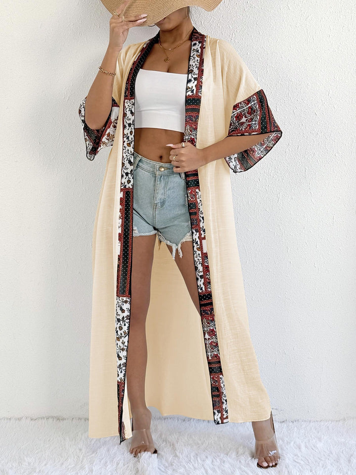 Women Bohemian Kimono Vest with Chic Floral Pattern