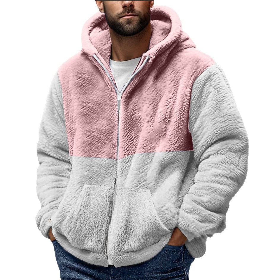 Men's cozy fleece jacket with practical pockets and high collar Chic & Stil