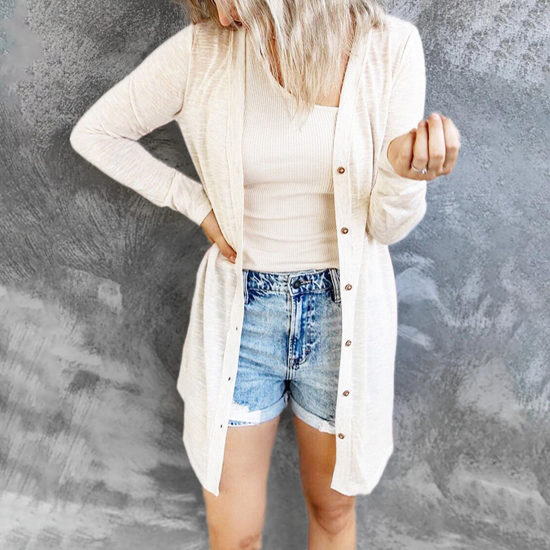Long cardigan for women with practical buttons and a relaxed fit Lune London